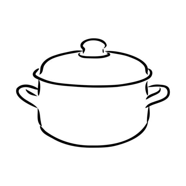 Hand Drawn Saucepan Sketch Symbol. Vector Pot Element In Trendy Style. — Stock Vector