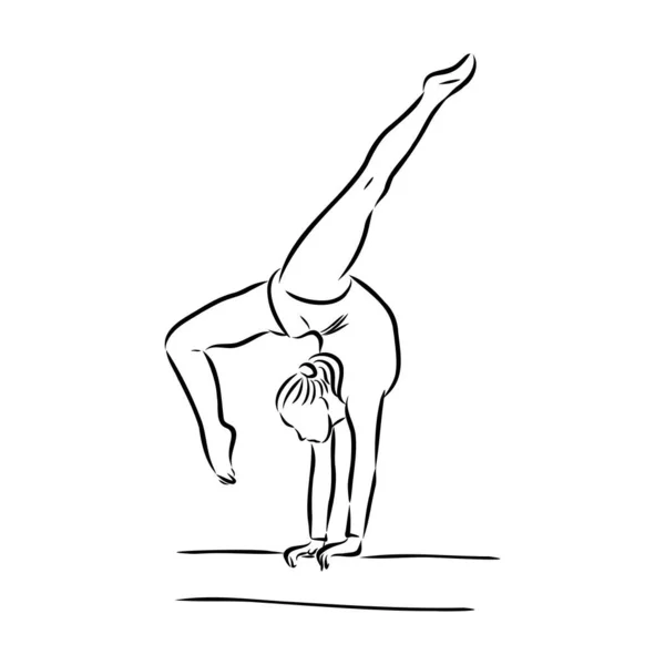 Gymnastique rythmique. Silhouette d'une fille avec un ruban. Belle gymnaste. La femme est mince et jeune. Illustration vectorielle . — Image vectorielle