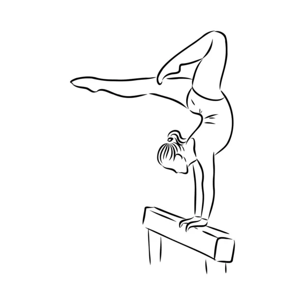 Gymnastique rythmique. Silhouette d'une fille avec un ruban. Belle gymnaste. La femme est mince et jeune. Illustration vectorielle . — Image vectorielle