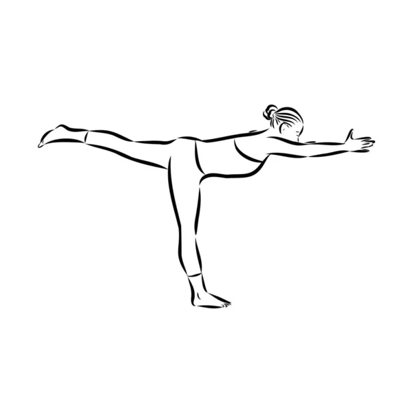 Yoga pose. Line drawing. Healthy life concept -Vector Illustration — стоковый вектор