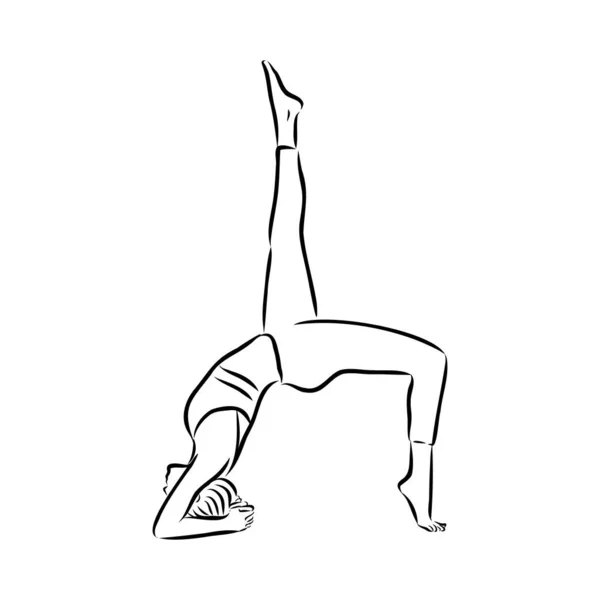 Pose de yoga. Dibujo. Concepto de vida saludable - Ilustración vectorial — Vector de stock