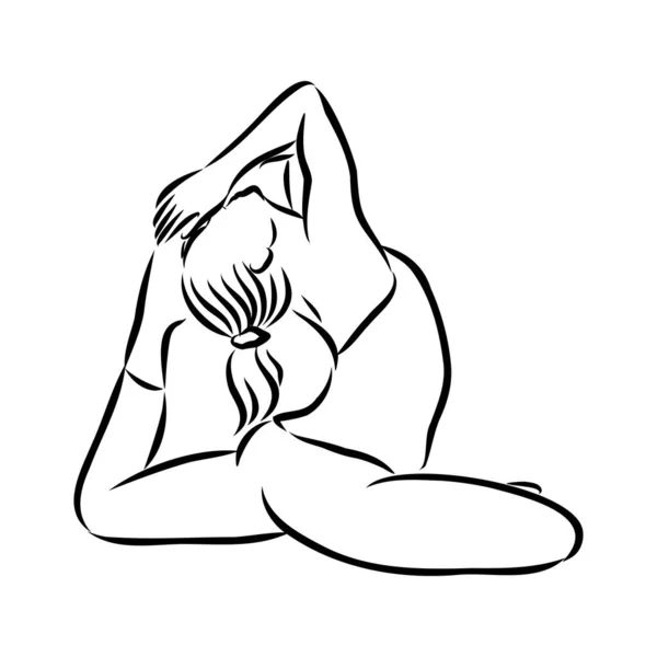 Yoga pose. Line drawing. Healthy life concept -Vector Illustration — 图库矢量图片