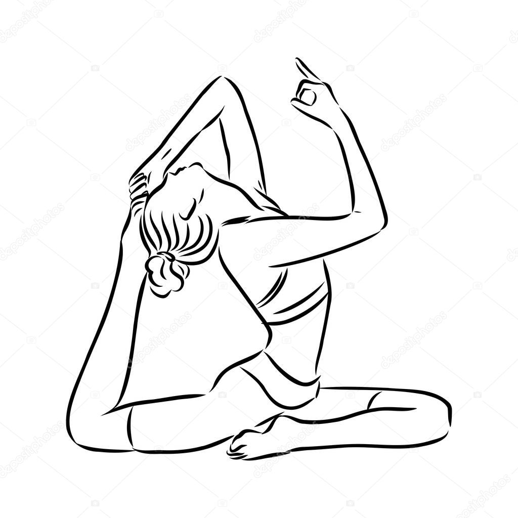 yoga pose. Line drawing. Healthy life concept -Vector Illustration