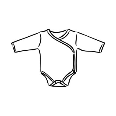 Tulum. Bebek giysisi skeci. Bebek giysisi tasarımı. Vücut giysisi vektörü. Bebek kıyafetleri şablonu. Tasarımlarında bir model olarak kullanabilirsin..