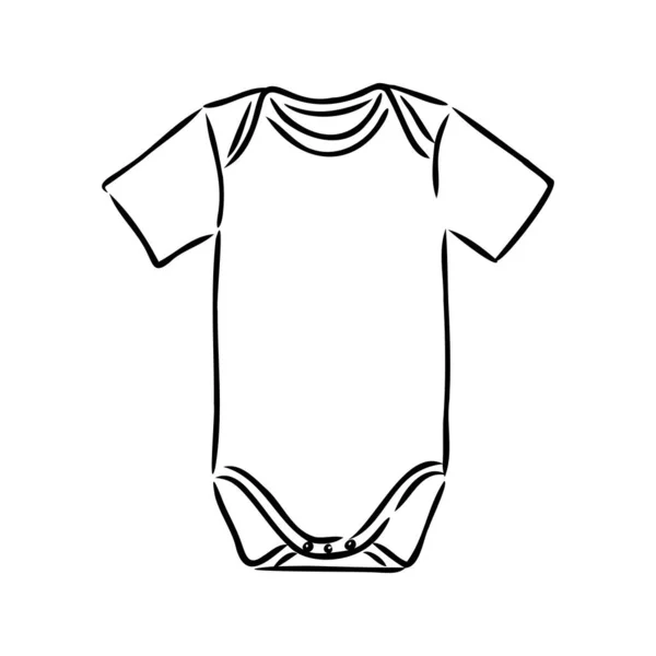 점퍼 수트. 아기 보디 수트 스케치. 아기 보디 복 디자인. Bodysuit vector 입니다. 아기 옷 주형. 당신의 디자인에 샘플로 사용 할 수있습니다.. — 스톡 벡터