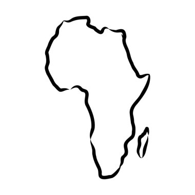 Africa map outline graphic freehand drawing on white background. Vector illustration.