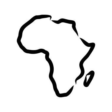 Africa map outline graphic freehand drawing on white background. Vector illustration.