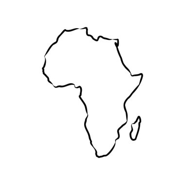Africa map outline graphic freehand drawing on white background. Vector illustration.