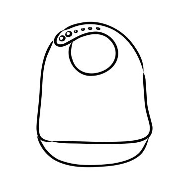 Arka plan üzerinde izole bebek bib vektör kroki kutsal kişilerin resmi. El bebek bib simgesi çekilmiş. Bebek önlüğü kroki Infographic, Web sitesi veya uygulama simgesini.