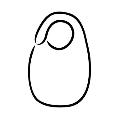 Arka plan üzerinde izole bebek bib vektör kroki kutsal kişilerin resmi. El bebek bib simgesi çekilmiş. Bebek önlüğü kroki Infographic, Web sitesi veya uygulama simgesini.