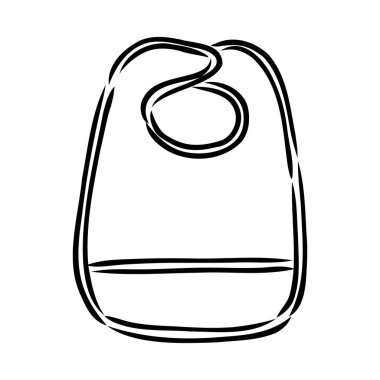 Arka plan üzerinde izole bebek bib vektör kroki kutsal kişilerin resmi. El bebek bib simgesi çekilmiş. Bebek önlüğü kroki Infographic, Web sitesi veya uygulama simgesini.