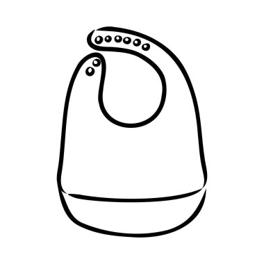 Arka plan üzerinde izole bebek bib vektör kroki kutsal kişilerin resmi. El bebek bib simgesi çekilmiş. Bebek önlüğü kroki Infographic, Web sitesi veya uygulama simgesini.
