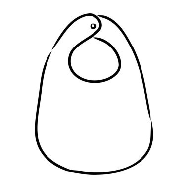 Arka plan üzerinde izole bebek bib vektör kroki kutsal kişilerin resmi. El bebek bib simgesi çekilmiş. Bebek önlüğü kroki Infographic, Web sitesi veya uygulama simgesini.