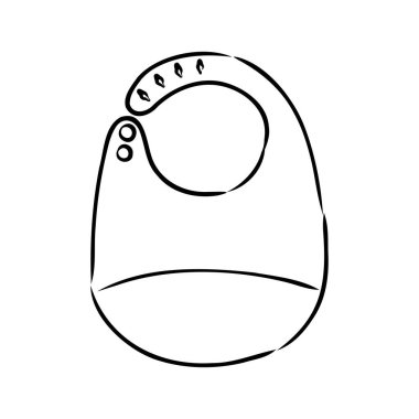 Arka plan üzerinde izole bebek bib vektör kroki kutsal kişilerin resmi. El bebek bib simgesi çekilmiş. Bebek önlüğü kroki Infographic, Web sitesi veya uygulama simgesini.