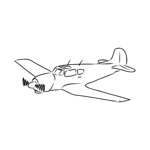 Avión monomotor ligero con piloto vuela sobre el fondo de un paisaje abstracto. Ilustración vectorial. — Archivo Imágenes Vectoriales