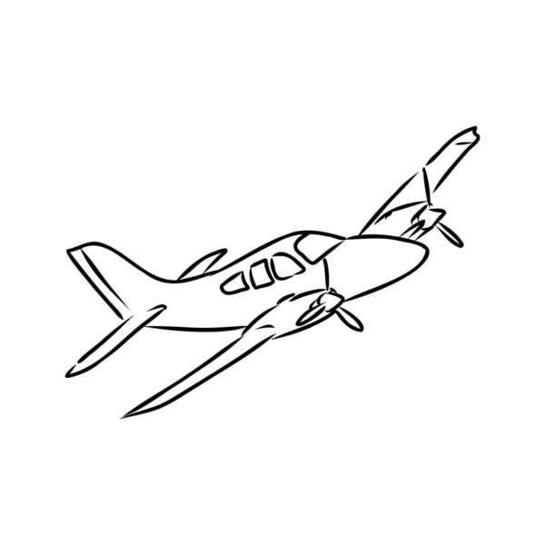 Avión monomotor ligero con piloto vuela sobre el fondo de un paisaje abstracto. Ilustración vectorial. — Vector de stock