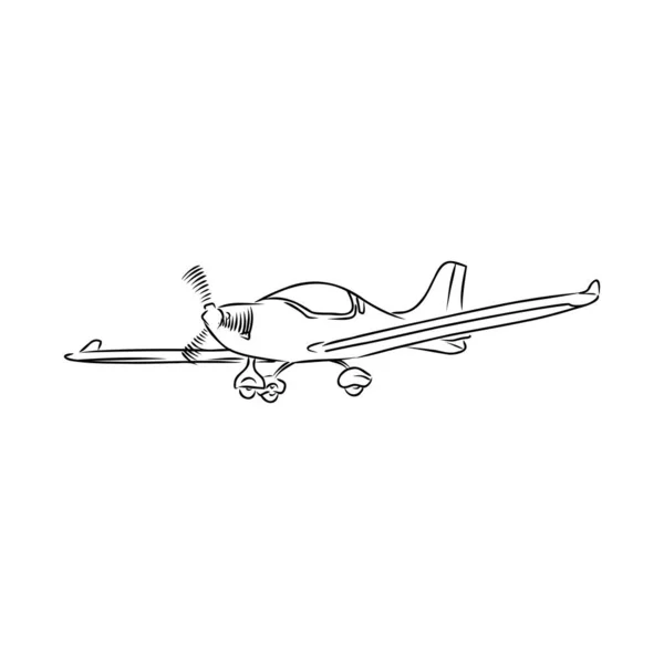 Avión monomotor ligero con piloto vuela sobre el fondo de un paisaje abstracto. Ilustración vectorial. — Vector de stock