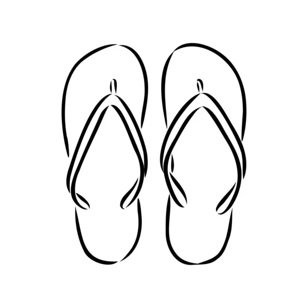 Slates chanclas zapatos accesorios vector ilustración dibujado a mano garabato boceto por separado sobre un fondo blanco mar océano viajes vacaciones abstracción estilización verano — Archivo Imágenes Vectoriales