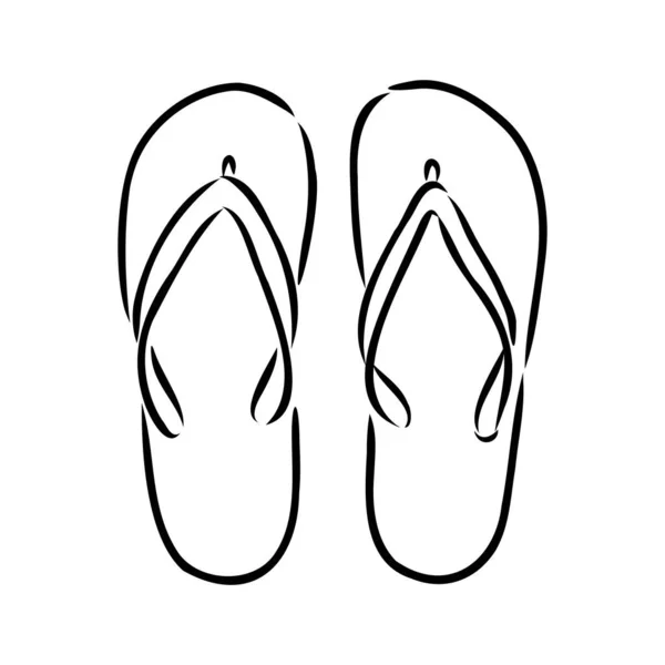 Slates flip flops sepatu aksesoris vektor gambar tangan sketsa corat-coret secara terpisah pada latar belakang putih laut laut liburan liburan liburan liburan abstraksi stilisasi musim panas - Stok Vektor