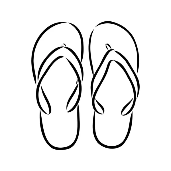 Slates flip flops sepatu aksesoris vektor gambar tangan sketsa corat-coret secara terpisah pada latar belakang putih laut laut liburan liburan liburan liburan abstraksi stilisasi musim panas - Stok Vektor