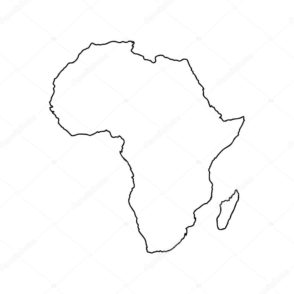 Africa map outline graphic freehand drawing on white background. Vector illustration. africa vector sketch