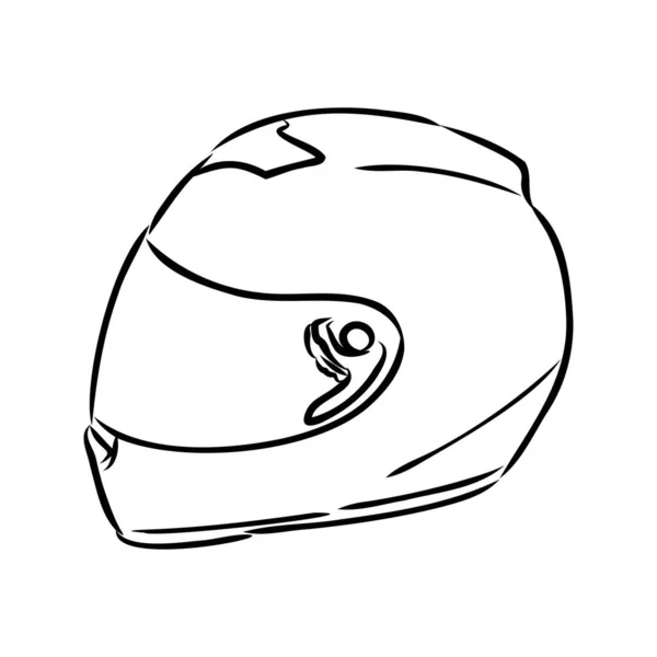 Safety bike helmet hand drawn black and white vector illustration. Retro headwear, casque sketch. Cycle accessory monochrome design element. Vintage bicycle headgear isolated on white background — Image vectorielle