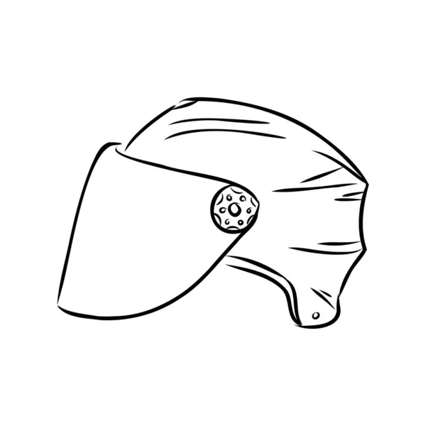 Safety bike helmet hand drawn black and white vector illustration. Retro headwear, casque sketch. Cycle accessory monochrome design element. Vintage bicycle headgear isolated on white background — Stock Vector