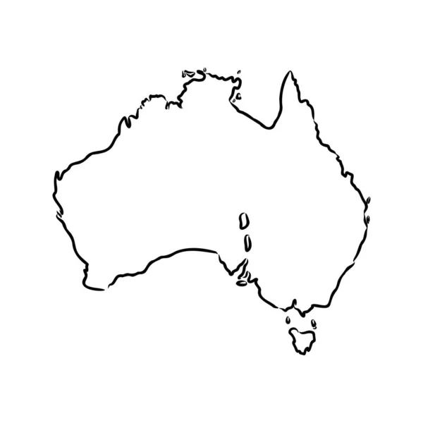 Mappa di Freehand Australia schizzo su sfondo bianco. Illustrazione vettoriale. — Vettoriale Stock