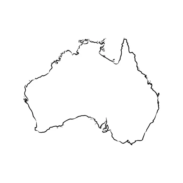 Carte de l'Australie à main levée esquisse sur fond blanc. Illustration vectorielle. — Image vectorielle