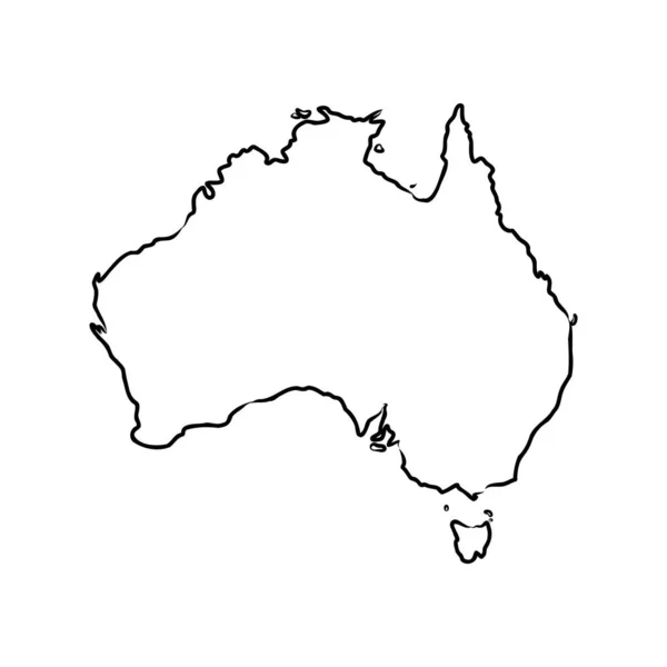 Mappa di Freehand Australia schizzo su sfondo bianco. Illustrazione vettoriale. — Vettoriale Stock