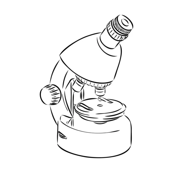 Línea estilo vector ilustración de microscopio. Logotipo del microscopio. Ilustración vectorial — Vector de stock