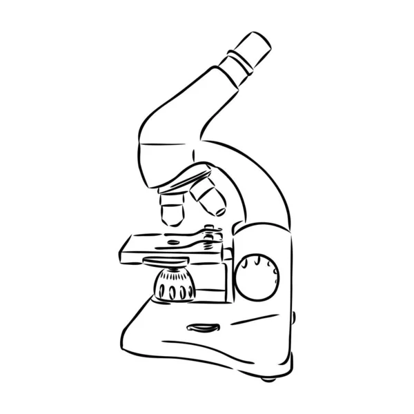 Línea estilo vector ilustración de microscopio. Logotipo del microscopio. Ilustración vectorial — Archivo Imágenes Vectoriales