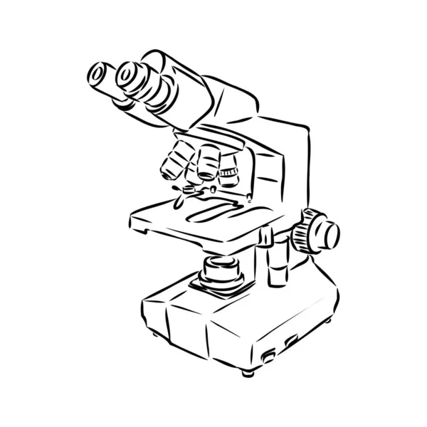 Illustrazione vettoriale in stile linea del microscopio. Logo del microscopio. Illustrazione vettoriale — Vettoriale Stock