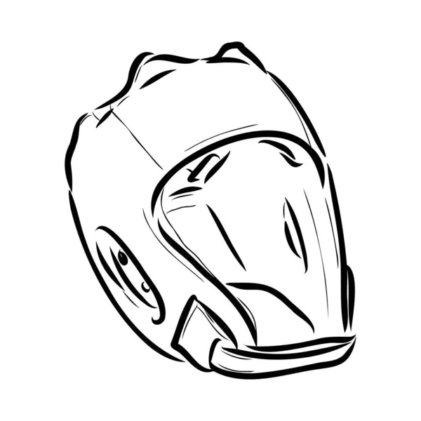 Boxer Helm schets icoon vector. Met de hand getekend blauw doodle lijn kunst Boxer Helm teken. geïsoleerde symbool illustratie — Stockvector