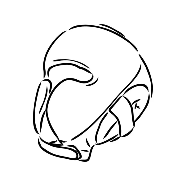 ボクサーヘルメットスケッチアイコンベクトル。手描きの青いドアラインアートボクサーヘルメットサイン。孤立したシンボルイラスト — ストックベクタ