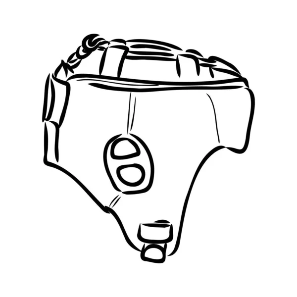 Boxer Casco schizzo icona vettore. Disegnato a mano linea blu scarabocchio arte Boxer Casco segno. illustrazione simbolo isolato — Vettoriale Stock