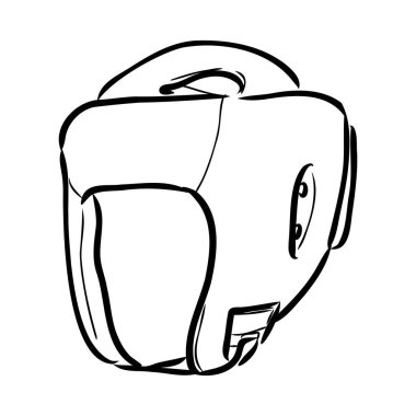 Boxer Miğfer taslak ikon vektörü. El çizimi mavi karalama çizgisi, sanat kaskı tabelası. izole edilmiş sembol çizimi