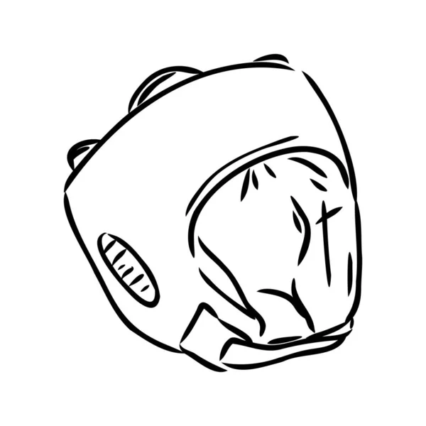 ボクサーヘルメットスケッチアイコンベクトル。手描きの青いドアラインアートボクサーヘルメットサイン。孤立したシンボルイラスト — ストックベクタ