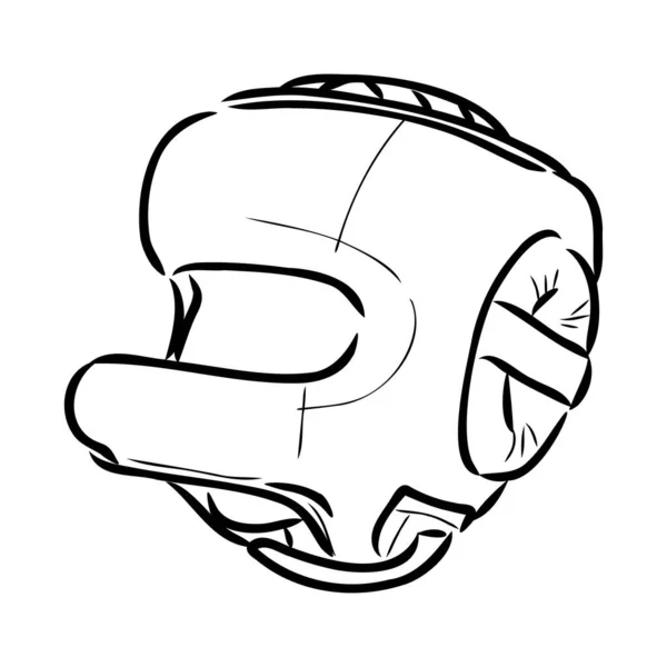 Boxer Capacete esboço ícone vetor. Mão desenhado azul doodle linha arte Boxer Capacete sinal. ilustração de símbolo isolado — Vetor de Stock