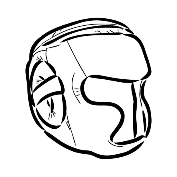 Boxer Hjälm skiss ikon vektor. Hand dras blå klotter linje konst Boxer hjälm tecken. isolerad symbol illustration — Stock vektor