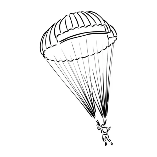 Vector, Image of Parachuting Illustration, black and white color, with transparent background — Stock Vector