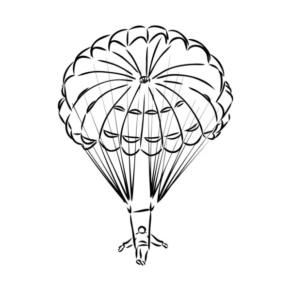 Vektor, Bild av fallskärmshoppning Illustration, svart och vit färg, med transparent bakgrund — Stock vektor