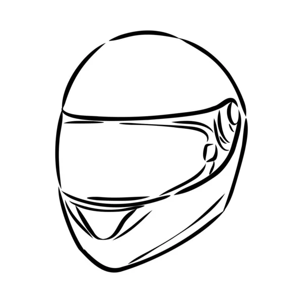 Casco moto disegnato a mano contorno icona scarabocchiare. Protezione e velocità moto, concetto di equipaggiamento di sicurezza. Illustrazione schizzo vettoriale per stampa, web, mobile e infografica su sfondo bianco . — Vettoriale Stock