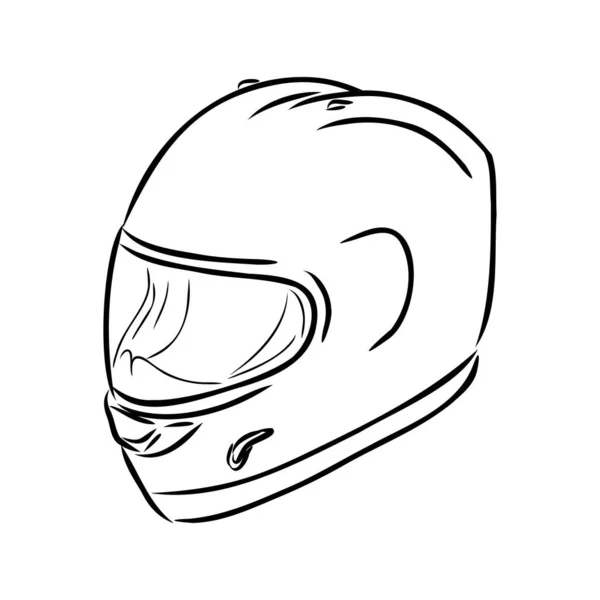 Casco moto disegnato a mano contorno icona scarabocchiare. Protezione e velocità moto, concetto di equipaggiamento di sicurezza. Illustrazione schizzo vettoriale per stampa, web, mobile e infografica su sfondo bianco . — Vettoriale Stock