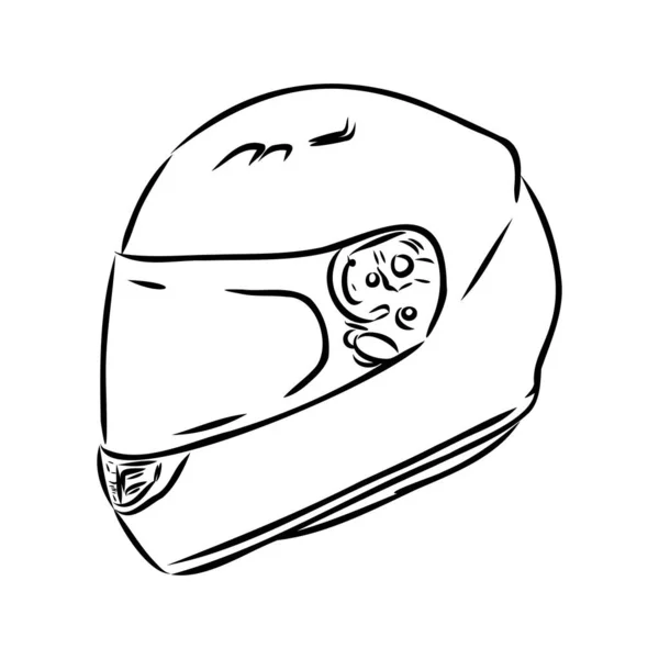 Casco moto disegnato a mano contorno icona scarabocchiare. Protezione e velocità moto, concetto di equipaggiamento di sicurezza. Illustrazione schizzo vettoriale per stampa, web, mobile e infografica su sfondo bianco . — Vettoriale Stock