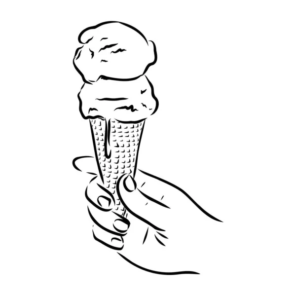 Ice cream cone doodle ice cream vector — Stock Vector