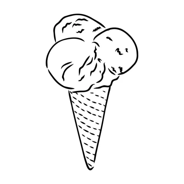 Ice cream cone doodle ice cream vector — Stock Vector