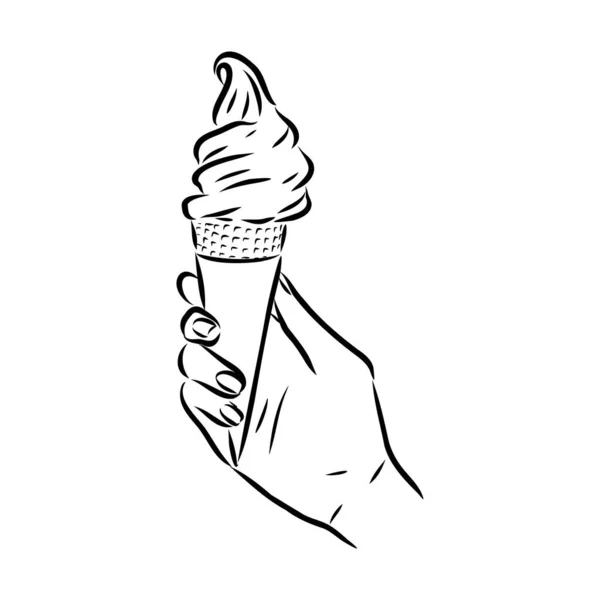 Ice cream cone doodle ice cream vector — Stock Vector