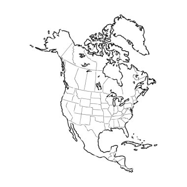 Kuzey Amerika haritası. Harita konsepti Kuzey Amerika vektör çizimi
