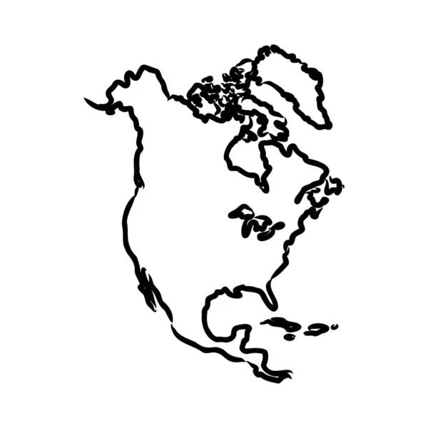 Χάρτης της Βόρειας Αμερικής. έννοια χάρτη της Βόρειας Αμερικής διάνυσμα σκίτσο — Διανυσματικό Αρχείο